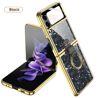 Luxury Plating Case with Ring Bracket for Samsung Galaxy Z Flip 4