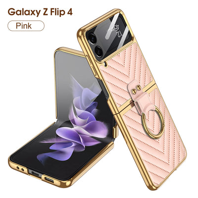 Luxury Electroplated Ring Holder Case For Samsung Galaxy Z Flip 4