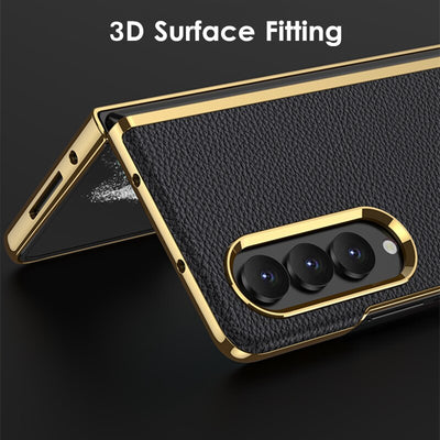 Plating Surface Leather Matte Case For Samsung Galaxy Z Fold 4