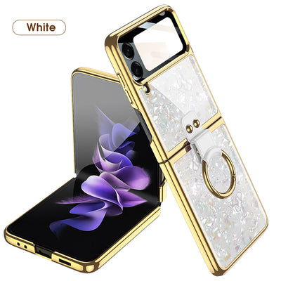 Luxury Plating Case with Ring Bracket for Samsung Galaxy Z Flip 4