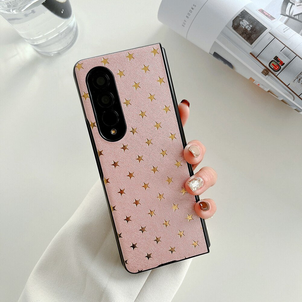 Luxury Gilding Stars PU Leather Phone Case For Samsung Galaxy Z Fold 3 5G