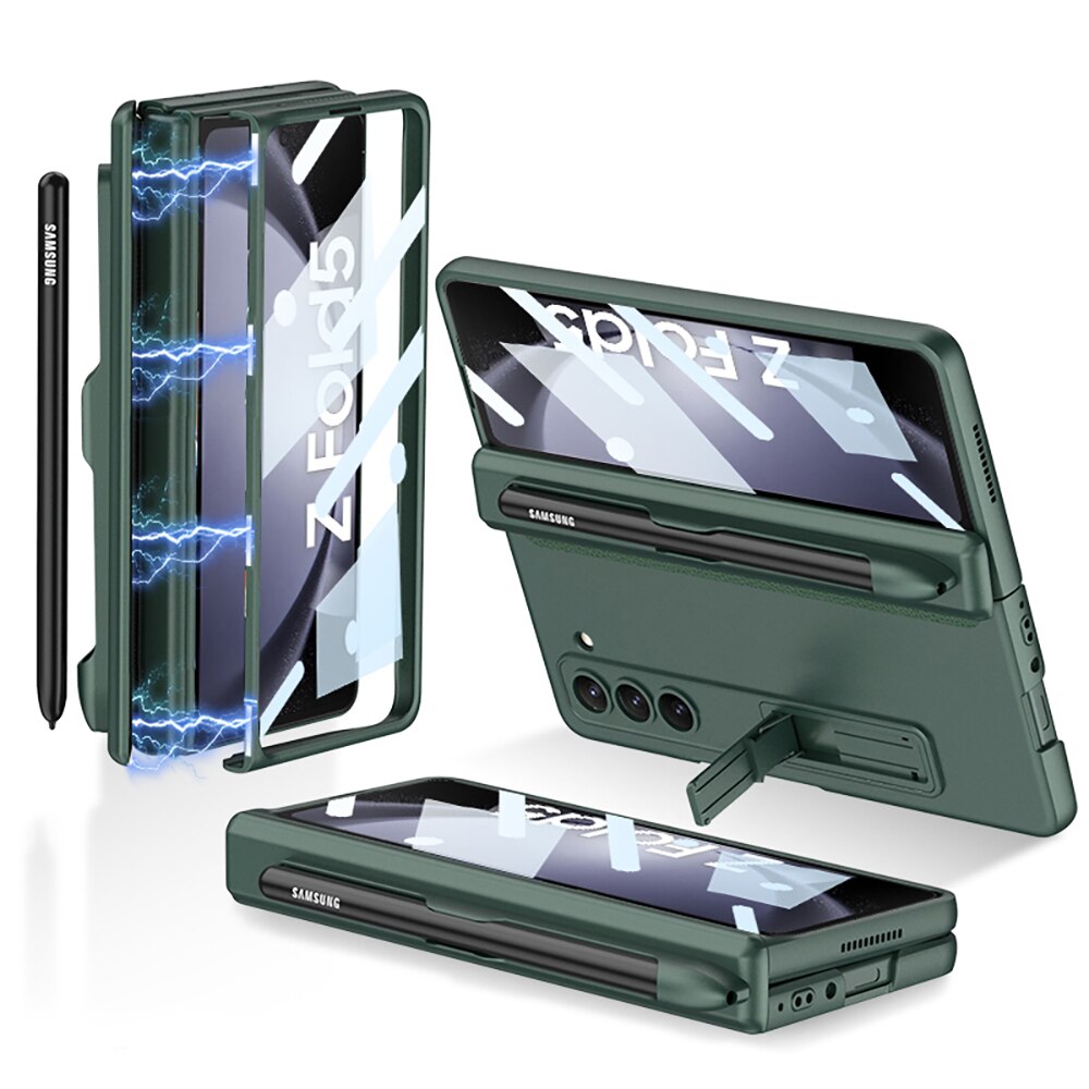 Shockproof Matte Case With Bracket & Pen Holder For Samsung Galaxy Z Fold 5