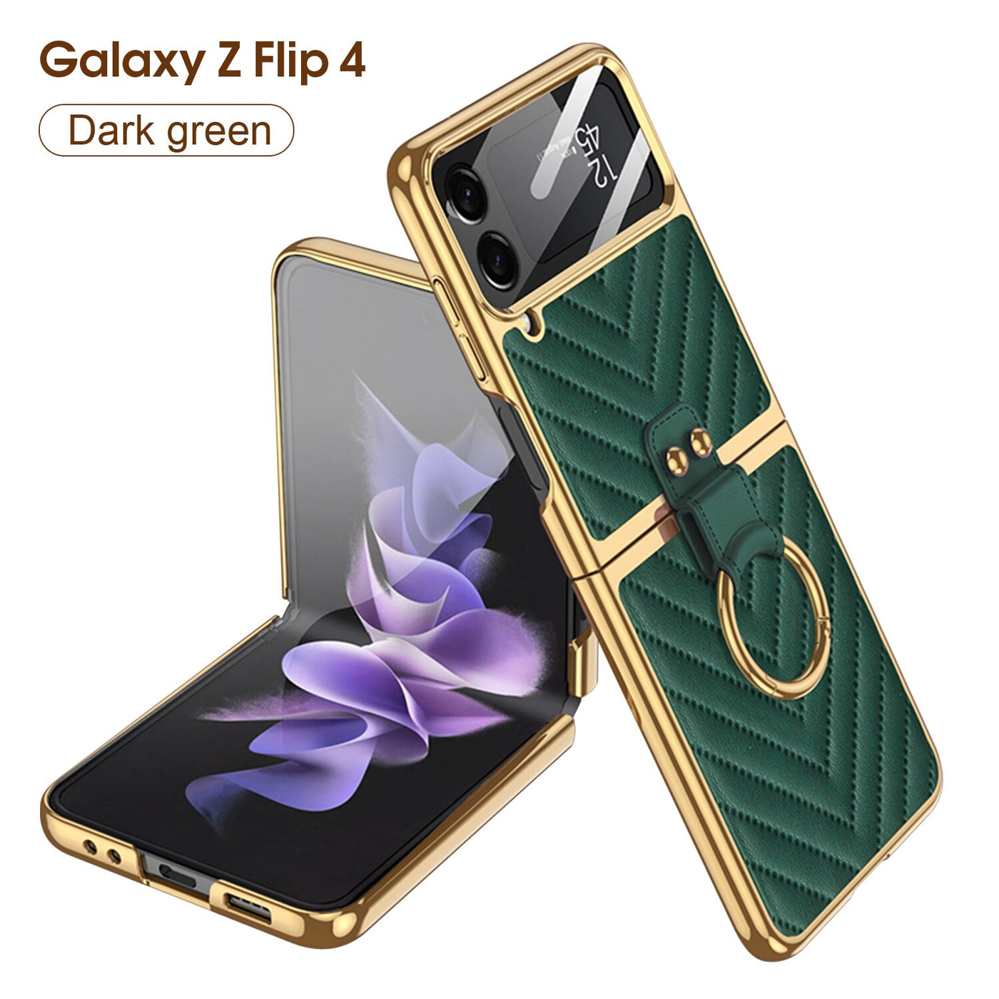 Luxury Electroplated Ring Holder Case For Samsung Galaxy Z Flip 4