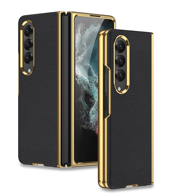 Plating Surface Leather Matte Case For Samsung Galaxy Z Fold 4