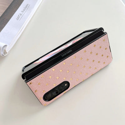 Luxury Gilding Stars PU Leather Phone Case For Samsung Galaxy Z Fold 3 5G