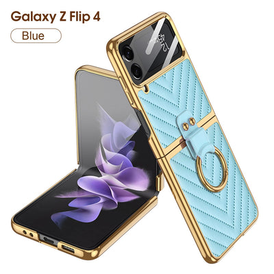 Luxury Electroplated Ring Holder Case For Samsung Galaxy Z Flip 4