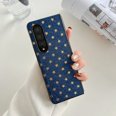 Luxury Gilding Stars PU Leather Phone Case For Samsung Galaxy Z Fold 3 5G