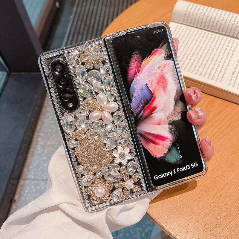 Luxury Pearl Flowers Case For Samsung Galaxy Z Fold 3 5G