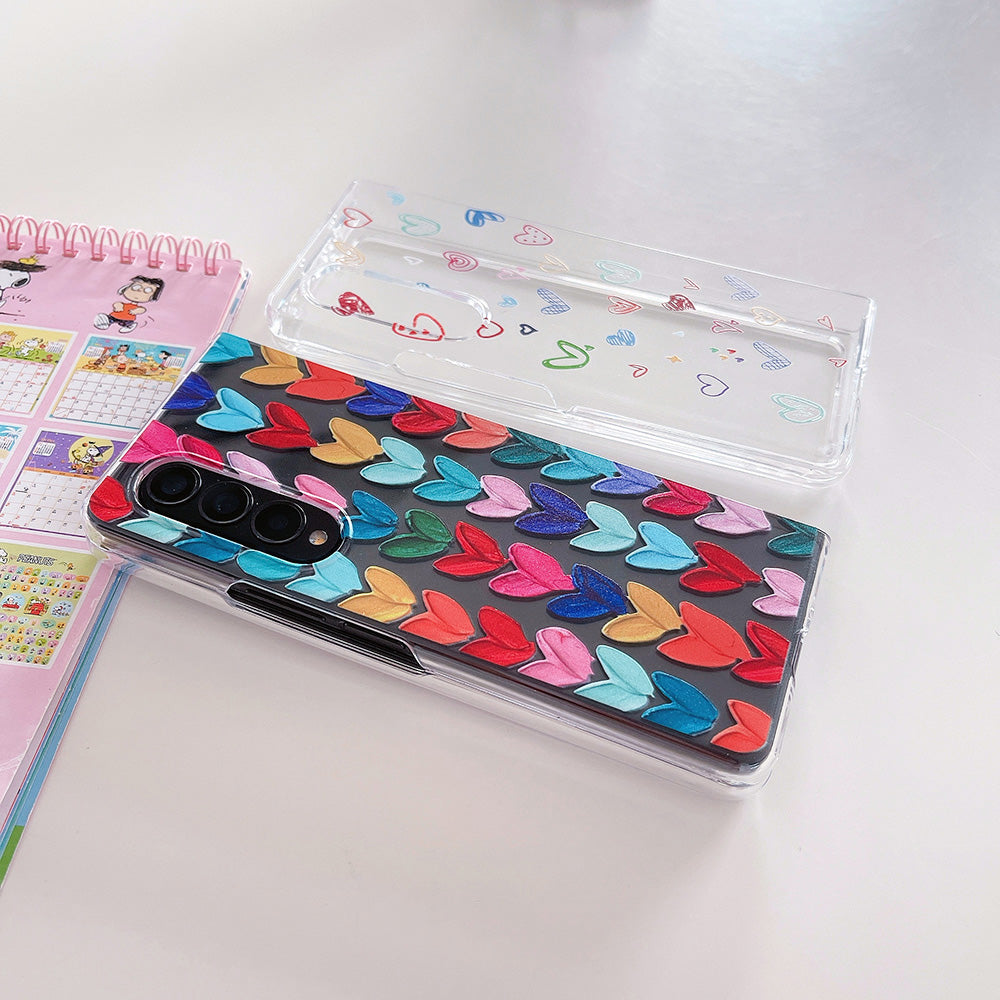 Woman Cute Colorful Love Heart Phone Case For Samsung Galaxy Z Fold 3 5G
