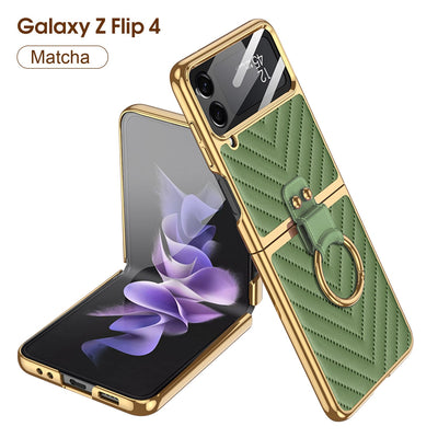 Luxury Electroplated Ring Holder Case For Samsung Galaxy Z Flip 4