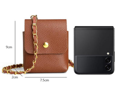 Crossbody Leather Mini Phone Bag For Samsung Galaxy Z Flip 4, 3, Series