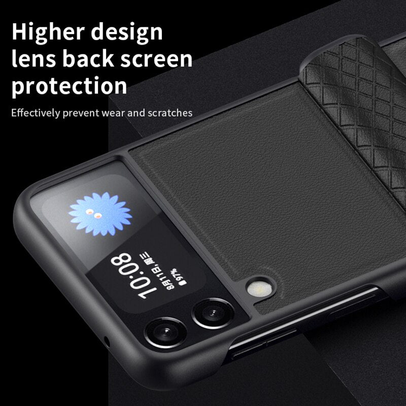 Luxury Leather Hinge Protective Case For Samsung Galaxy Z Flip 4