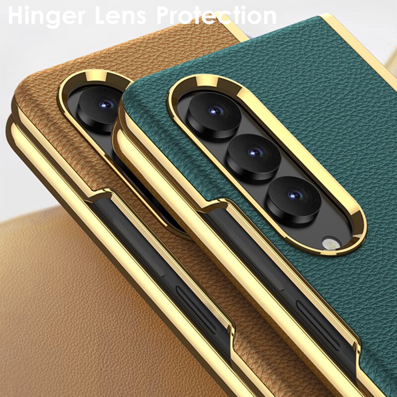 Plating Surface Leather Matte Case For Samsung Galaxy Z Fold 4