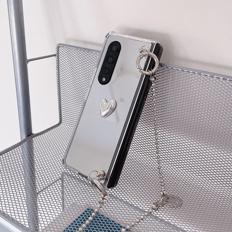 Mirror Case with Removable Chain For Samsung Galaxy Z Fold 3 5G