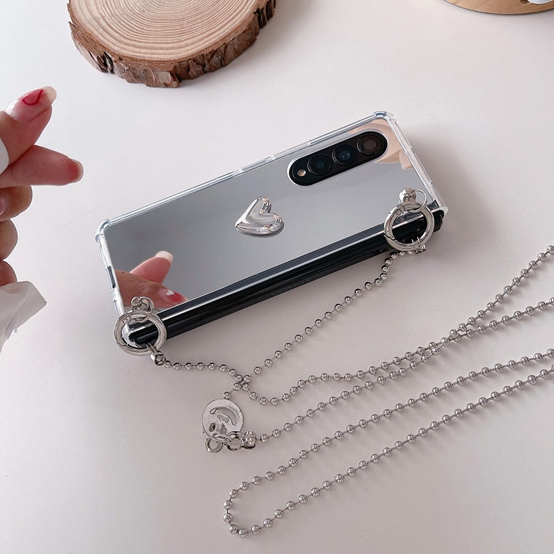 Mirror Case with Removable Chain For Samsung Galaxy Z Fold 3 5G