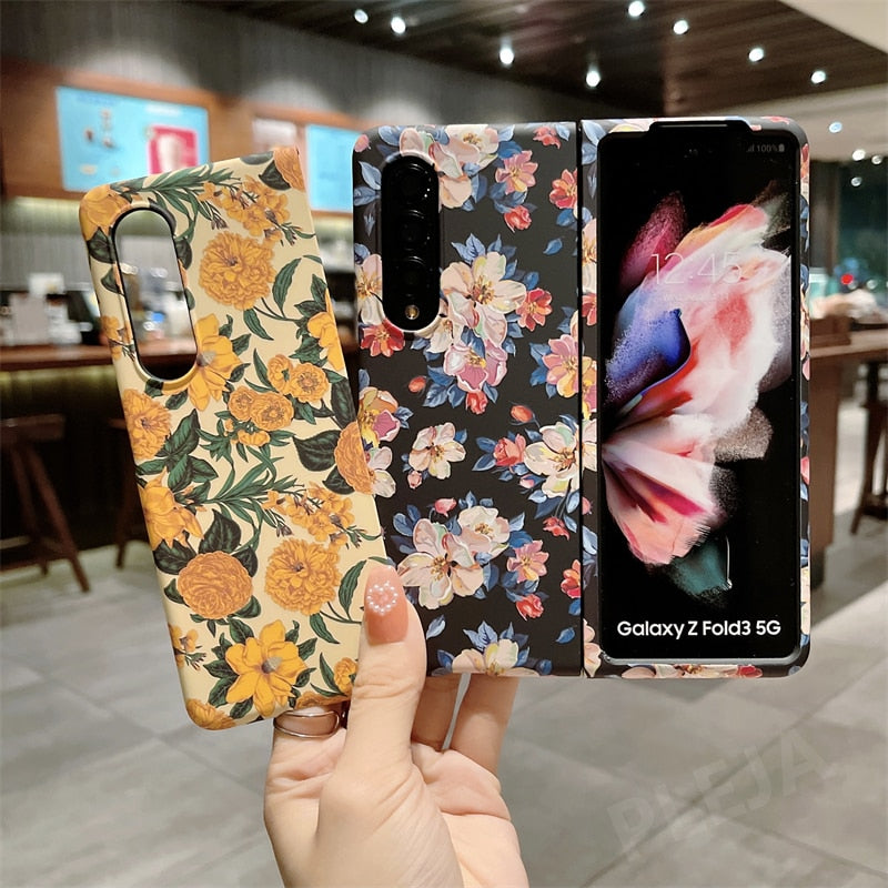 Retro Luminous Floral Case For Samsung Galaxy Z Fold 3