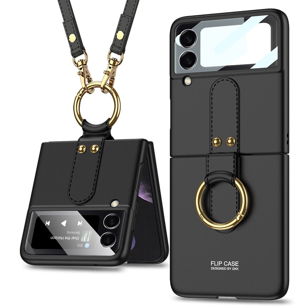 Luxury Ultra-thin Ring Strap Ring Stand Hard Case For Galaxy Z Flip 4