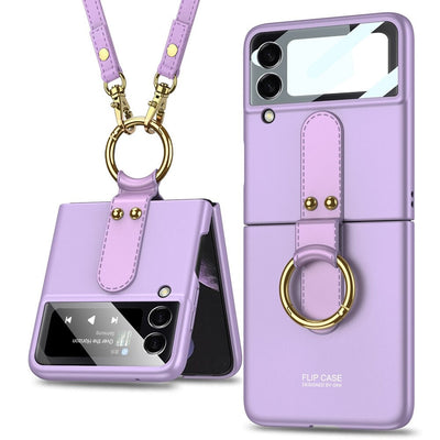 Luxury Ultra-thin Ring Strap Ring Stand Hard Case For Galaxy Z Flip 4