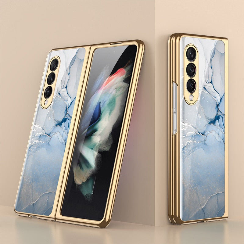Luxury Tempered Glass Case For Galaxy Z Fold 3
