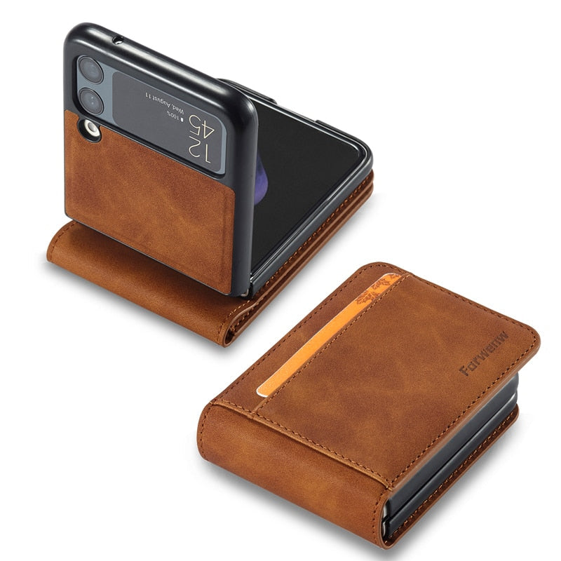 Luxury Leather Wallet Case For Z Flip 3