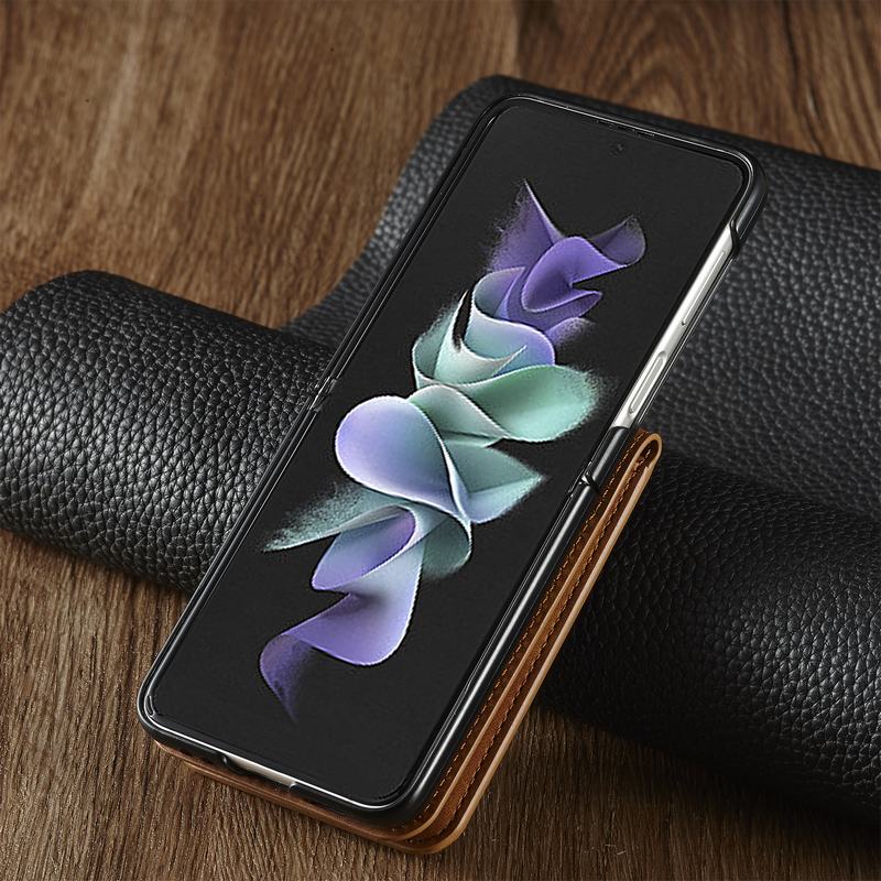 Luxury Leather Wallet Case For Z Flip 3