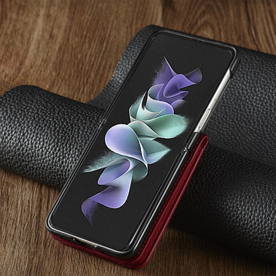 Luxury Leather Wallet Case For Z Flip 3