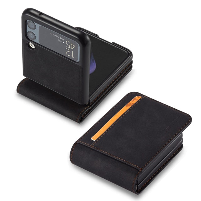 Luxury Leather Wallet Case For Z Flip 3