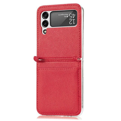 Leather Case With Card Holder For Z Flip 3