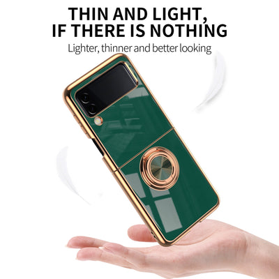 Luxury Electroplating Magnetic Ring Bracket Protective Cover for Samsung Galaxy Z Flip 3 5G