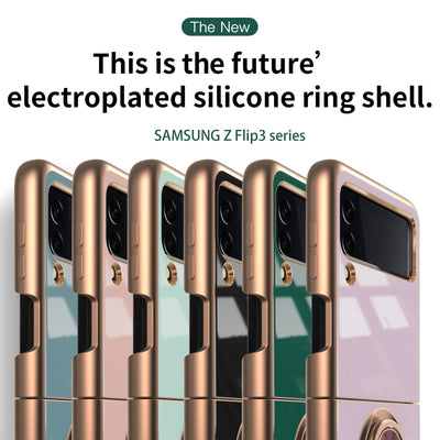 Luxury Electroplating Magnetic Ring Bracket Protective Cover for Samsung Galaxy Z Flip 3 5G