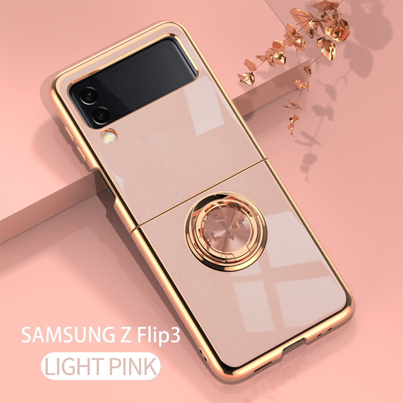 Luxury Electroplating Magnetic Ring Bracket Protective Cover for Samsung Galaxy Z Flip 3 5G