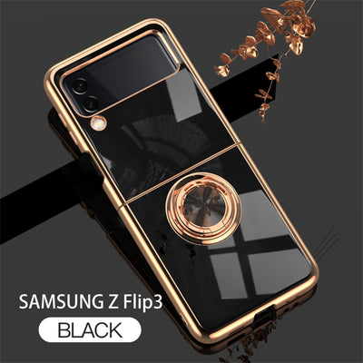 Luxury Electroplating Magnetic Ring Bracket Protective Cover for Samsung Galaxy Z Flip 3 5G