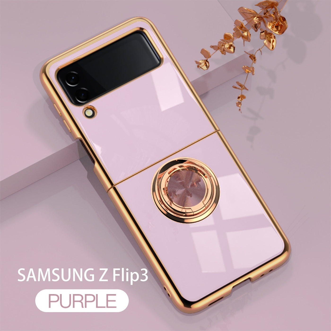 Luxury Electroplating Magnetic Ring Bracket Protective Cover for Samsung Galaxy Z Flip 3 5G