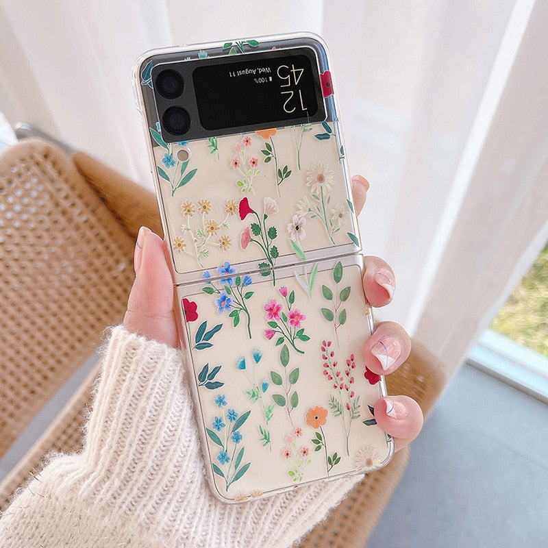 Cute Flowers Phone Case For Samsung Galaxy Z Flip 3 5G