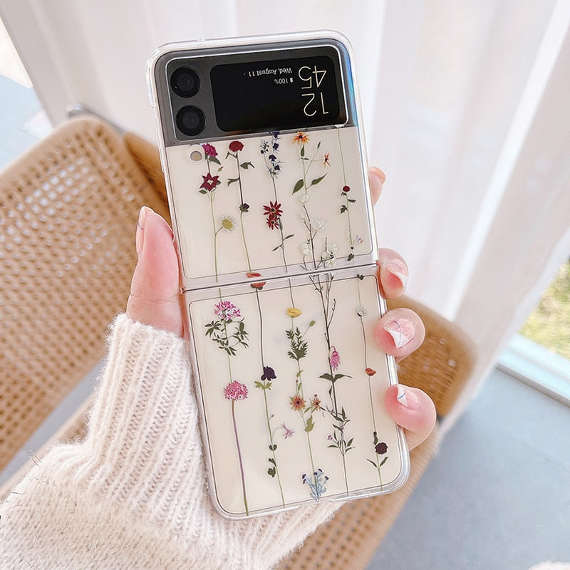 Cute Flowers Phone Case For Samsung Galaxy Z Flip 3 5G