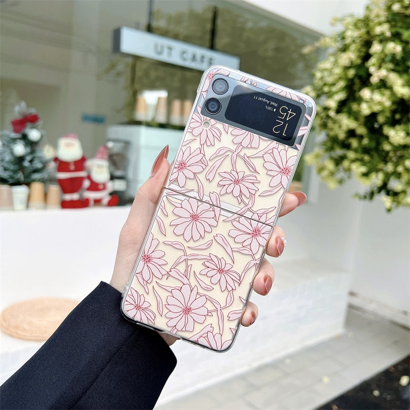 Flower Painting Transparent Case For Samsung Galaxy Z Flip 3 5G