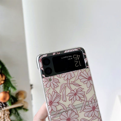 Flower Painting Transparent Case For Samsung Galaxy Z Flip 3 5G