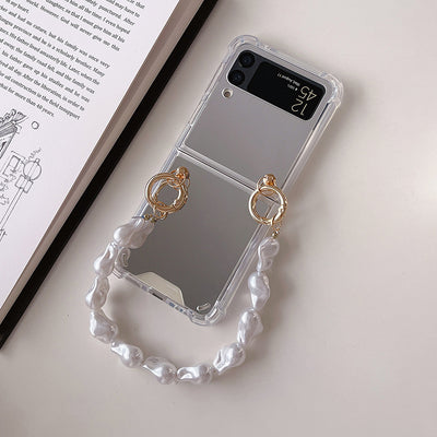 Mirror Shockproof Case with Hand Chain For Galaxy Z Flip 3 5G