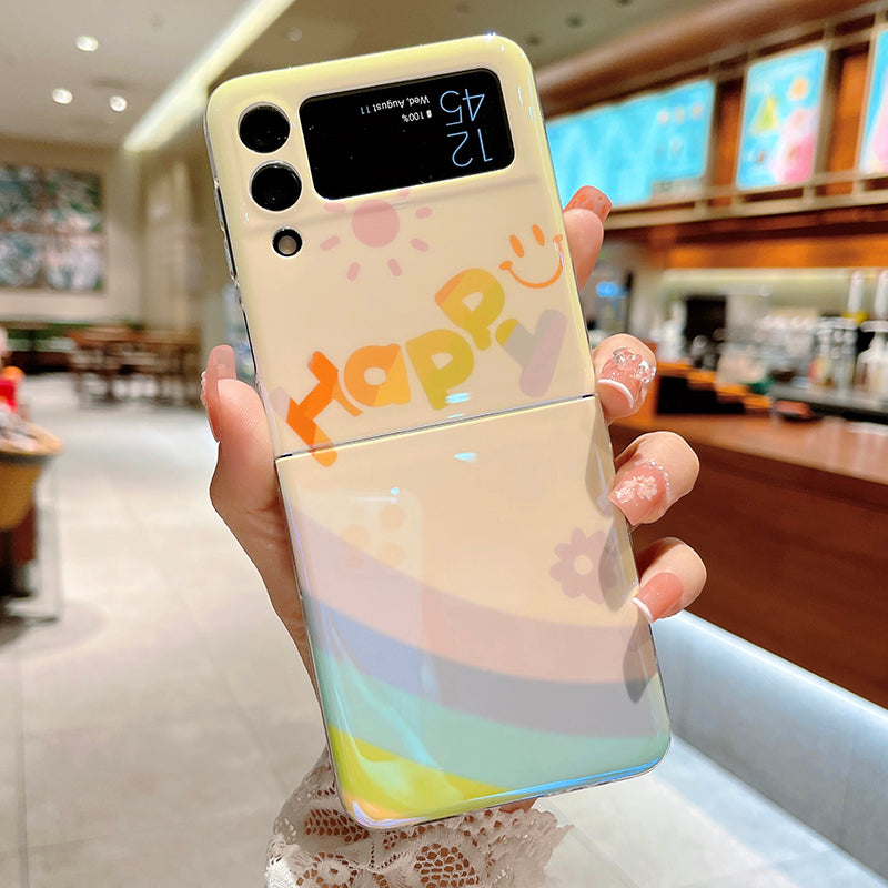 Cute Blue Ray Rainbow Case For Galaxy Z Flip 3 5G