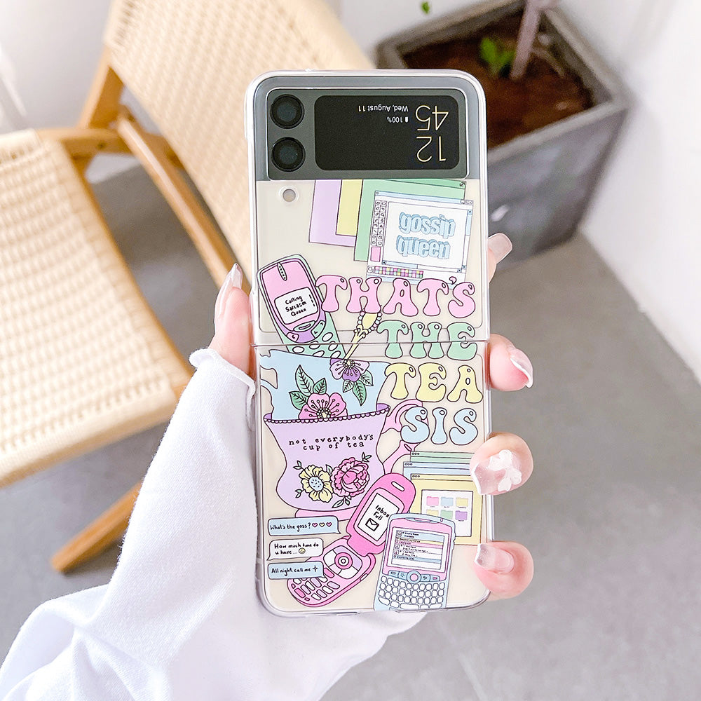 Retro Painted Case With Bracelet For Galaxy Z Flip 3 5G